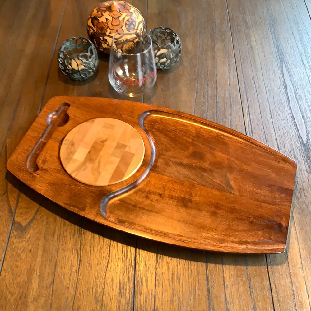 Vintage Mid-Century Modern Charcuterie Wood Tray